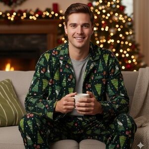 🆕 Old Navy Men’s Festive Pajama Set Holiday Cheer size XL